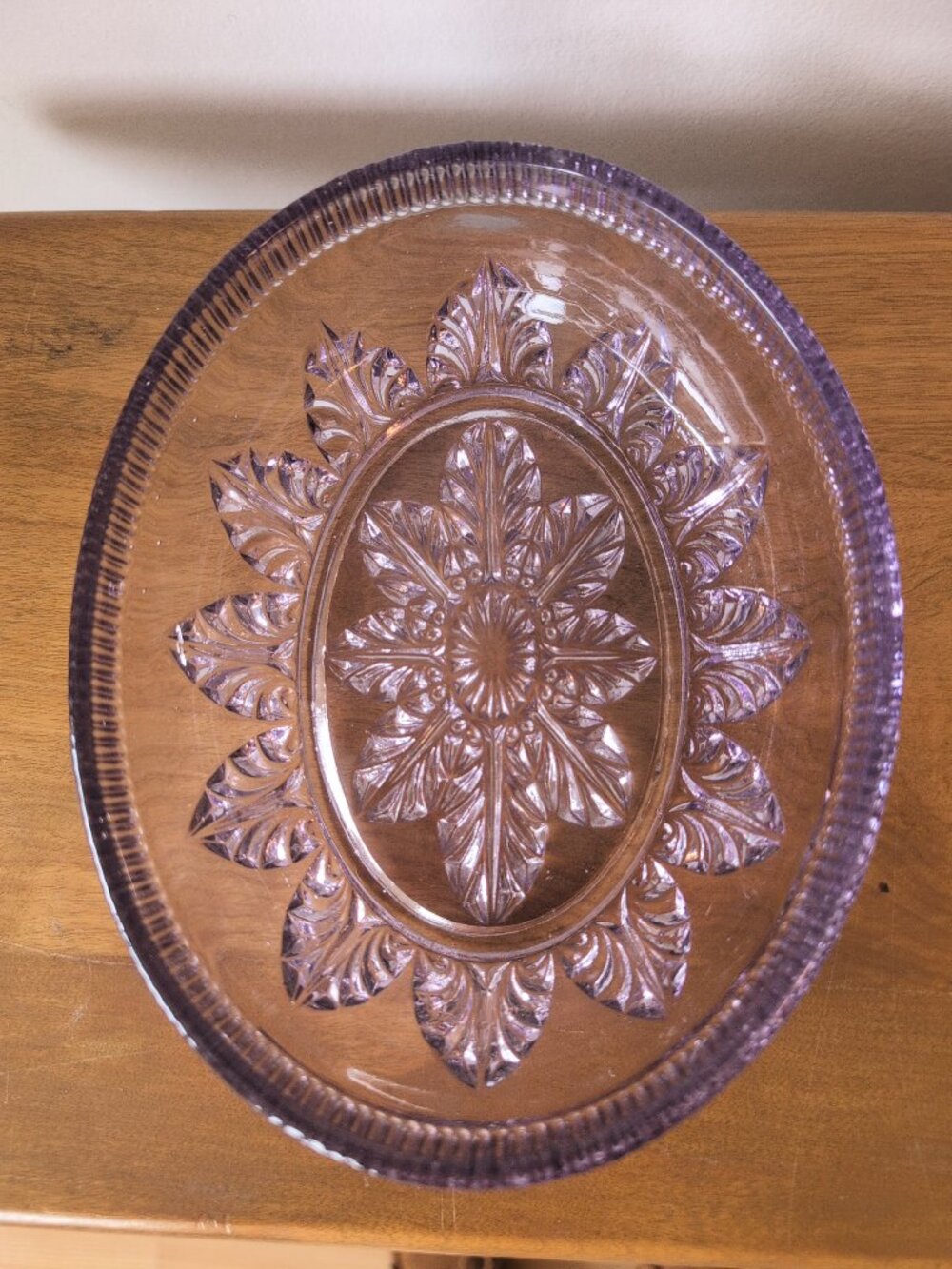 Vintage Amethyst Purple Pressed Glass Windsor Button and Cane Pattern Candy Dish